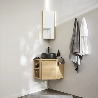 Immagine prodotto di Mobile lavabo angolare + lavabo + rubinetto + mobiletto angolare SORRENTO