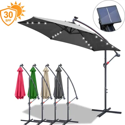 Obrázek produktu pro Yakimz slunečník s LED osvětlením konzolový slunečník 300 cm zahradní slunečník pavilon - šedý