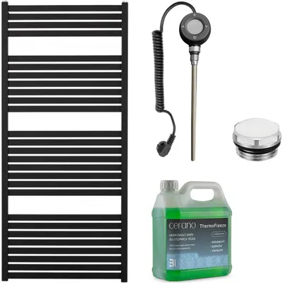 Immagine prodotto di Set di radiatori elettrici da bagno Vincenzo - Wi-Fi - 600W - nero opaco - 1330x600 mm