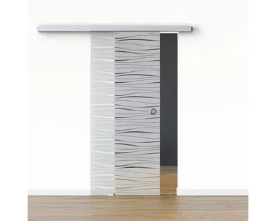 Produktbild von Pertura Glasschiebetür Komplettset Glera Tidal 02 775x2050 mm Links inkl.Beschlag Selir Aluminium natur,Griffmuschel