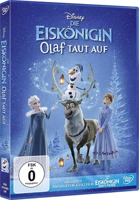 The cover art for a Disney DVD titled 'Die Eiskönigin: Olaf taut auf' (Frozen: Olaf's Frozen Adventure) and 'Die Eiskönigin: Party Fieber' (Frozen: Party Fever). It features characters from the movie.
