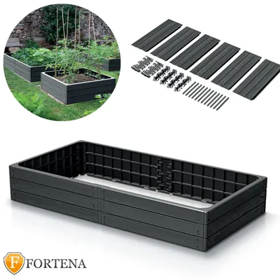 Produktbild von Gartenrabatte Gartenbeet Hochbeet Pflanzkasten Gemüsebeet Blumenkasten Kunstoff Anthrazit