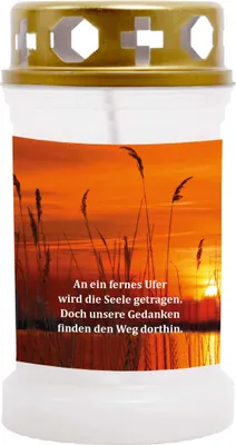 Produktbild von Grabkerze Weiß, Brenndauer: 40 Stunden, Motiv: Ufer