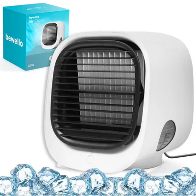 Produktbild von Bewello® - USB-Ventilator Luftkühler - Kleiner Tischventilator Airco  - Mobiler Ventilator - mit LED licht - Flüsterleise Tisch Lüfte
