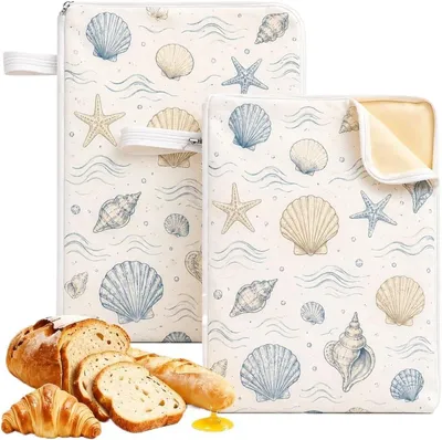 Produktbild von Brotmeister Bienenwachs Brotbeutel, 2 Stück 43×33 cm – Wiederverwendbarer Leinen Bienenwachsbeutel, ideal für selbstgebackenes Brot und n