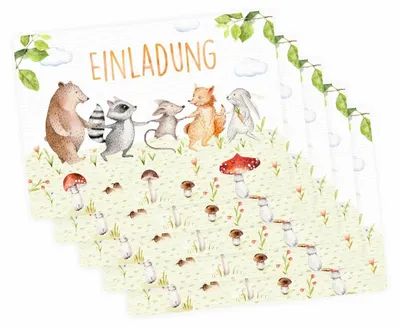 Produktbild von 10 Einladungskarten Freunde auf Wiese inkl. 10 Briefumschlägen
