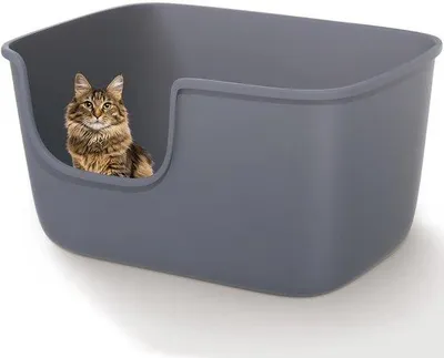 Productafbeelding van Grote kattenbak voor gezinnen met meerdere katten, 56 cm (L) x 41 cm (B) x 31 cm (H). Open kattenbak, kattenbak zonder geurafgifte met een lage instaphoogte