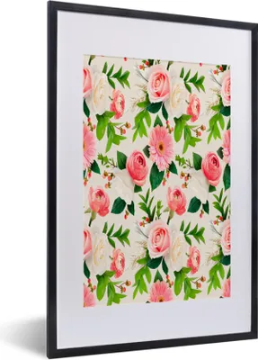 Produktbild von MuchoWow® MuchoWow® Gerahmtes Poster Blumen - Rosen - Frühling 40x60 cm - Poster mit zchwarzem Bilderrahmen - Poster in Rahmen
