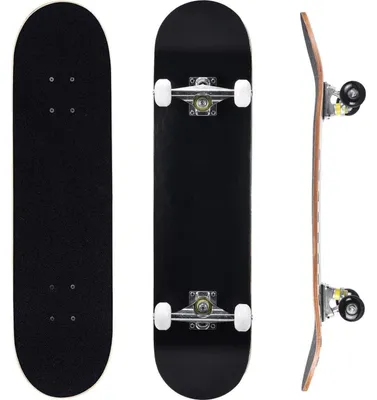 Produktbild von Komplettes Skateboard 31x8 Zoll für Kinder Jugendliche Erwachsene, 7 Lagen Ahorn-Deck, konkav, schwarz