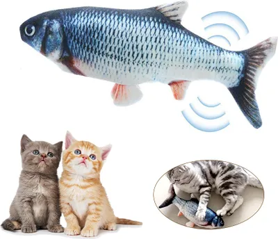 Produktbild von Fisch Katzenspielzeug mit Bewegung integrierter Akku mit Katzenminze und USB-Ladekabel