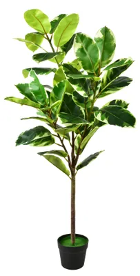 Produktbild von Kunstpflanze Kunststoff Mondex Viridis Ficus 130 cm (Topf Ø16 cm) Grün/Weiß 1 Stück