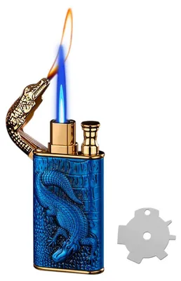Immagine prodotto di Accendino a doppio getto/fiamma morbida, ricaricabile, colore blu