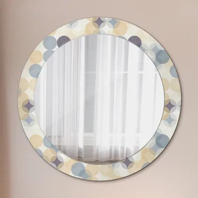 Produktbild von Dekospiegel – Hängespiegel Wandspiegel Spiegel mit Aufdruck – Spiegel – Schlafzimmer - Geometrie Kreise - Rund: Ø70cm