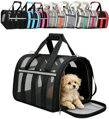 Produktbild von Hund Reisetasche,Transporttasche for Haustiere,Netzstoff Faltbar Atmungsaktiv Robust Tragbar Transportabel, for Katzen & Hunde Bis 10 Kg