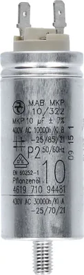 A close-up studio shot of a cylindrical capacitor.