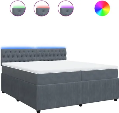 Produktbild von vidaXL Boxspringbett mit Matratze Dunkelgrau 200x200 cm Samt