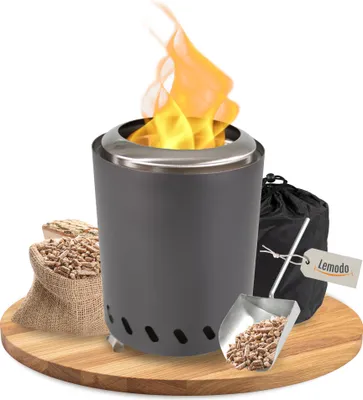 Produktbild von Tischkamin anthrazit für Holzpellets, rauchfreies Tischfeuer, Feuerstelle