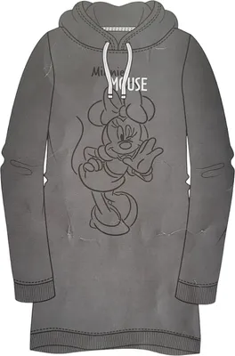 Produktbild von Disney Minnie Mouse Sweatkleid für Damen - Oversize Hoodie Kapuzenpullover lang Sweatshirt langarm Grau, Größe:M