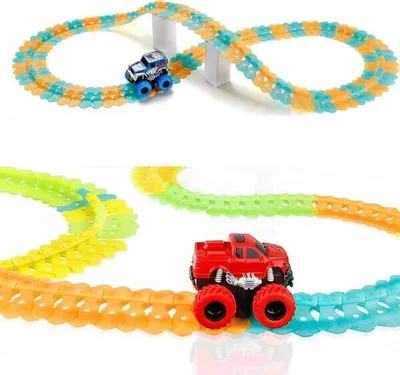 Image de lot de 2 144 jouets de 350 cm de circuit automobile avec 1 voiture lumineuse, cadeau pour enfant, 1+1  - L2UMITRACK