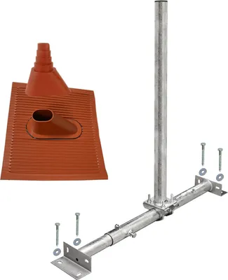 Produktbild von PremiumX X100-48F Dachsparrenmasthalter feuerverzinkt ALU-Ziegel Set rot