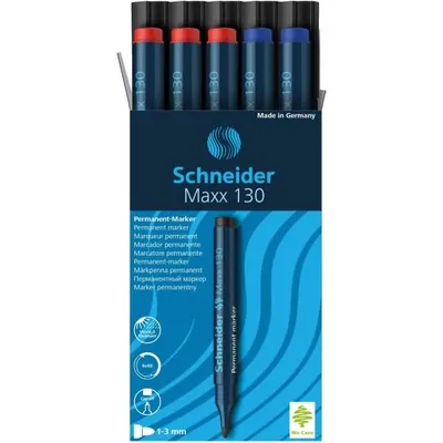 Produktbild von Schneider Permanent-Marker Maxx 130 10er Schachtel, schwarz rot blau