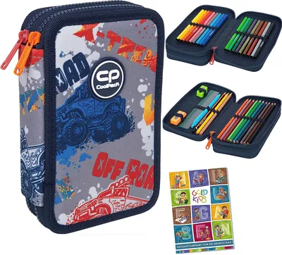Produktbild von COOLPACK 2-fache Federtasche Federmappe Federmäppchen Offroad Graffiti 35-teilig Schüleretui Stifte und Pinsel Fanartikel inkl. Aufgabenheft Federbox