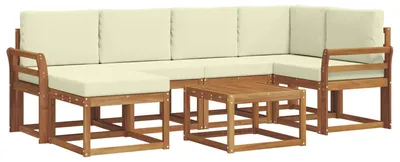 Produktbild von vidaXL Outdoor-Sofagarnitur mit Kissen 7 pcs Natur und Creme