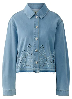 Produktbild von Oui Jacke hellblau Größe 42 mit verkürzter Länge und überschnittener Schulter