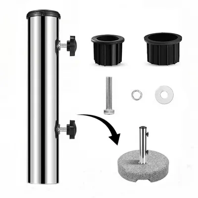 Image de Support de parasol en granit avec tube de support en acier inoxydable, diamètre 40-50 mm
