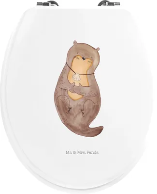 Produktbild von Mr. & Mrs. Panda Klobrille Otter Muschel - Weiß - Geschenk, Büro, WC Sitz, Träumen, Klodeckel, Toilettenbrille, Klo-Deckel, Motivation, Toilettendeckel