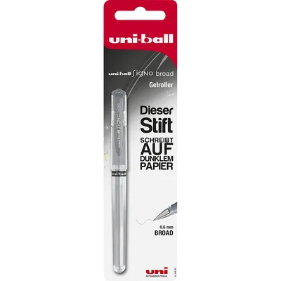 Zdjęcie produktu dla Pióro żelowe Faber Castell Uni Ball Signo Broad rollerball srebrne żelowe