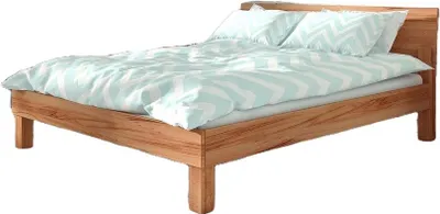Produktbild von Bett Ringo 1 aus Kernbuche massiv 120x200 mit Holzkopfteil und Holzbeinen