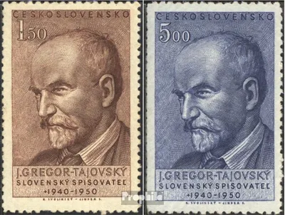 Produktbild von Briefmarken Tschechoslowakei 1950 Mi 636-637 (kompl.Ausg.) postfrisch Tajovsky