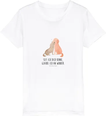 Produktbild von Mr. & Mrs. Panda Kleinkinder T-Shirt Hunde Liebe 12-14 Jahre (152/164) - Weiß - Geschenk, Teenager, Kinder Shirt, Sprüche, Baumwolle, Bio, Vertrauen, Kindershirt, Herz