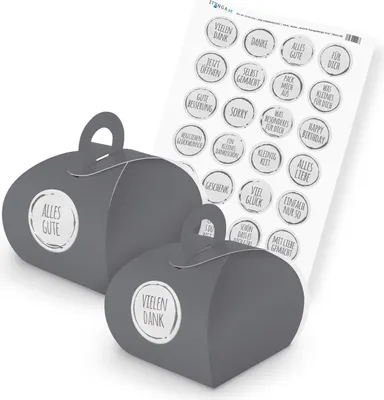 Produktbild von itenga SET Sprüche Stempeldesign grau unlackiert (Motiv 68) 24x Geschenkschachte