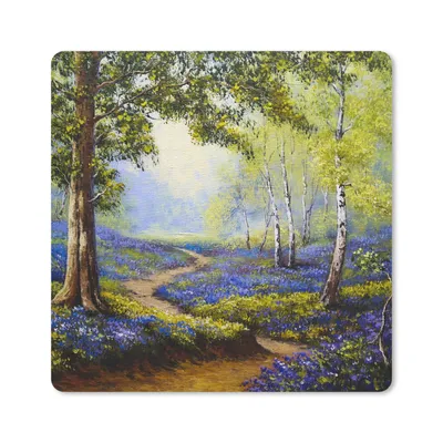 Produktbild von MuchoWow® Mauspad Mousepad Gemälde - Natur - Wald - Blumen - Ölfarbe 20x20 cm - Mousepads - Maus Mat - Pad - Mausunterlage - Desk Mat - Bureauartikeln