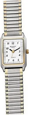 Produktbild von Regent Metall Damen Uhr F-460 Analog Armbanduhr silber gold Metallarmband D2URF460