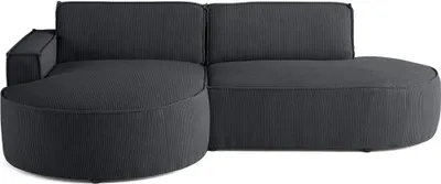 Image de Lisa Design Spiaggia - canapé d'angle gauche - forme arrondie - 4 places - en velours côtelé , Gris foncé