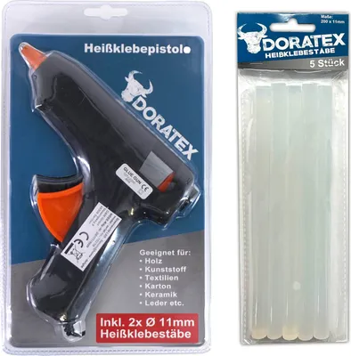 Heißklebepistole Klebepistole Heissklebepistole Inkl. 7x Heißklebestäbe Ø11mm Schmelzklebepistole Schwarz Orange