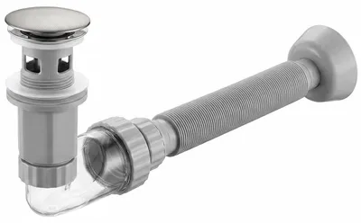 Produktbild von Waschbecken-Siphon Klik-Klak Universal Rea Flow Gebürstetes Nickel