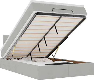 Image de vidaXL Ottoman-lit avec matelas & LEDs gris clair 120x200 cm velours