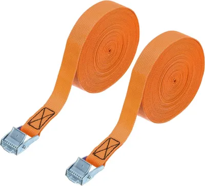 Produktbild von 1 x 30ft Zurrgurt mit Schnallen - 2 Stück Zurrgurte mit Ratsche - verstellbare, robuste, sichere Zurrgurte bis 250 kg für Fracht - Kajak - Fahrräder - Orange