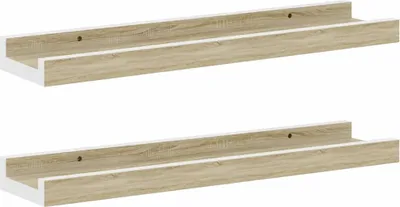 Zdjęcie produktu dla Półki Ścienne, 2 Szt., Biel I Dąb Sonoma, 40X9X3 Cm Lumarko!