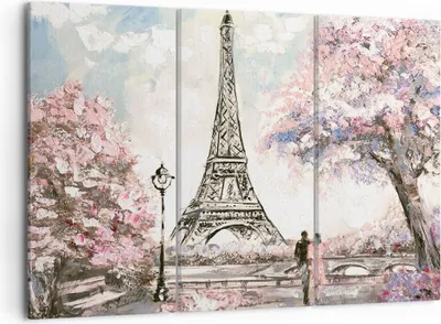 Produktbild von Bild auf Leinwand - Leinwandbild - Bäume Eiffle Paar Frankreich - 105x70cm - Wand Bild - Wanddeko - Leinwanddruck - Bilder - Kunstdruck - Wanddekoration - Leinwand bilder - Wandkunst - CE105x70-3147