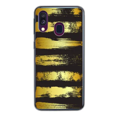 Produktbild von MuchoWow® Handyhülle Schutzhülle Hülle für Samsung Galaxy A40 Goldene Streifen auf schwarzem Hintergrund Silikon Softcase Handy Hülle - Handy-Tasche