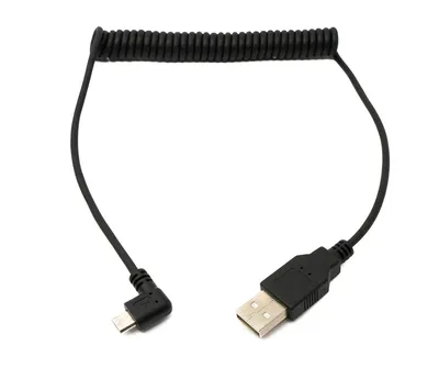 Produktbild von SYSTEM-S USB 2.0 Kabel 120 cm Typ A Stecker zu Micro B Stecker Spirale Winkel in Schwarz
