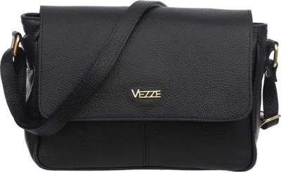 Produktbild von Bafta Handtasche aus italienischem Leder - Magnetverschluss, 4 Fächer, verstellbarer Schulterriemen - Schwarz, Goldene Beschläge