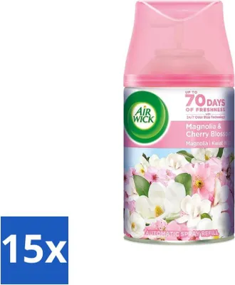 Image de Air Wick - Recharge désodorisant - Magnolia & fleur de cerisier - vaporisateur automatique - 250 ml - pack avantage - 15 pièces