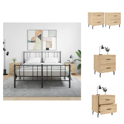 Imagen del producto de vidaXL Mesitas de noche, 2 unidades, roble Sonoma, 40x35x47,5 cm, material de madera. - Mesitas de noche
