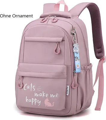 Zdjęcie produktu dla Plecak Kawaii dla dziewczynek torby szkolne nastolatki studentki przenośna torba na ramię bez ozdób, różowy